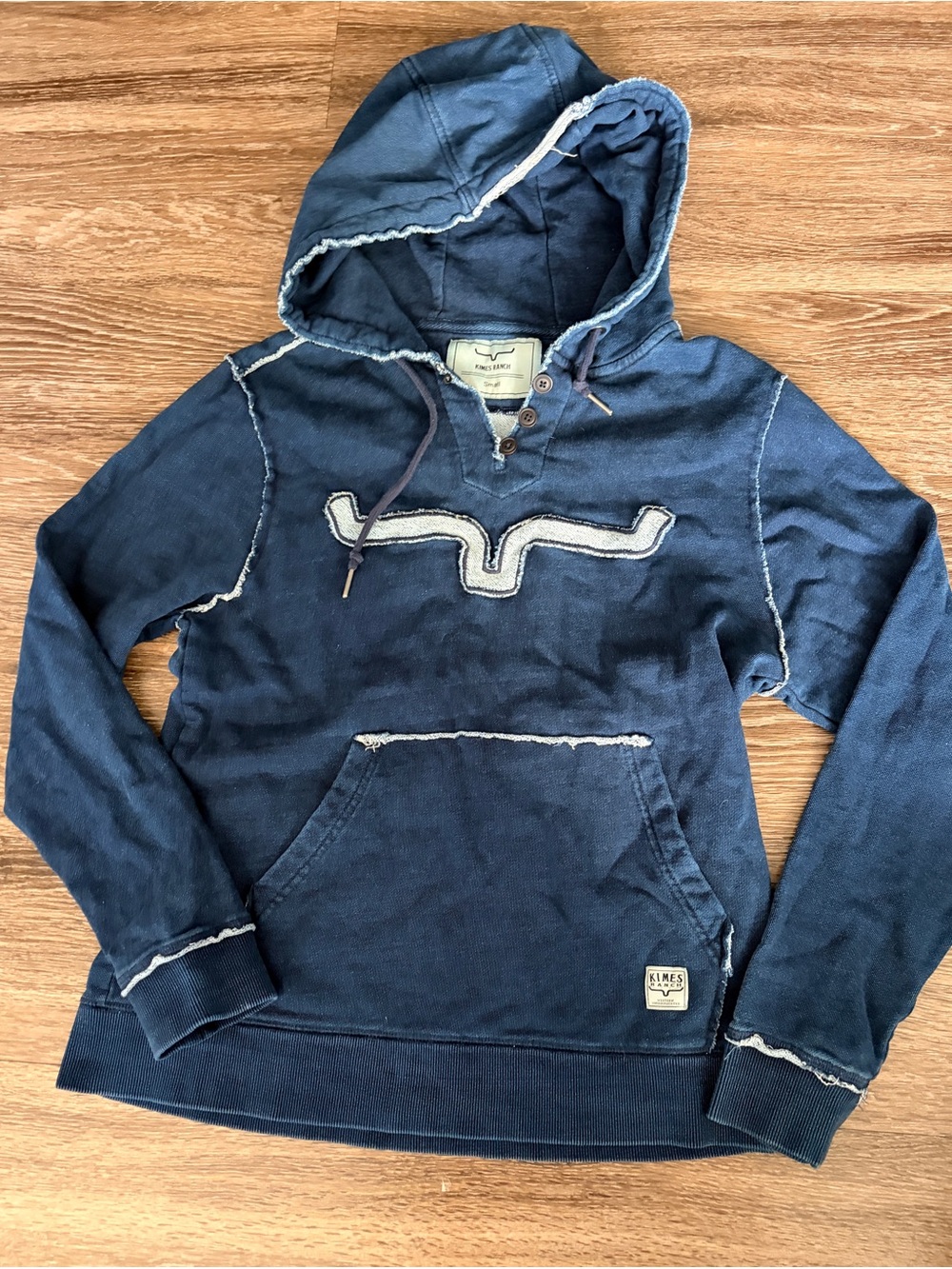 Kimes Ranch womens small Indigo Hooded Pullover Sweatshirt
